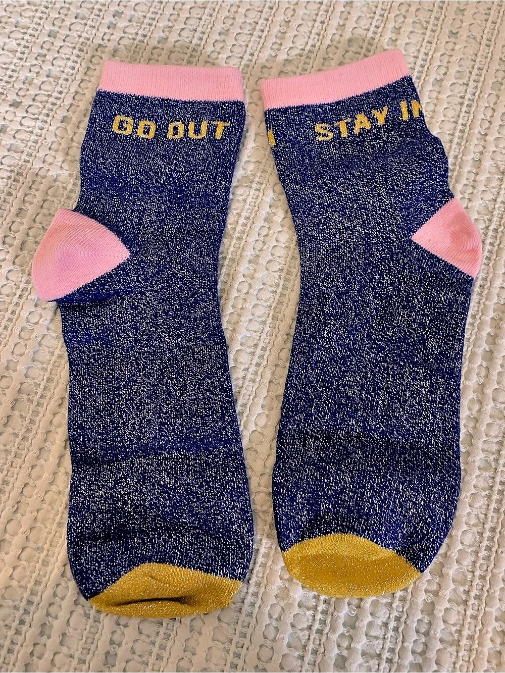 Yes Studio Stay In Socks Color Block Socks NWT